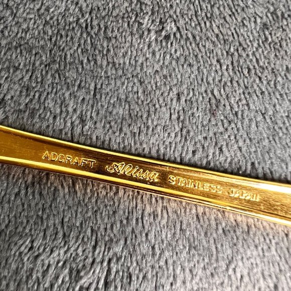 Vintage Adcraft Golden Alissa Serving Spoons 4 Piece Lot Japan Gold Tone - Picture 6 of 8